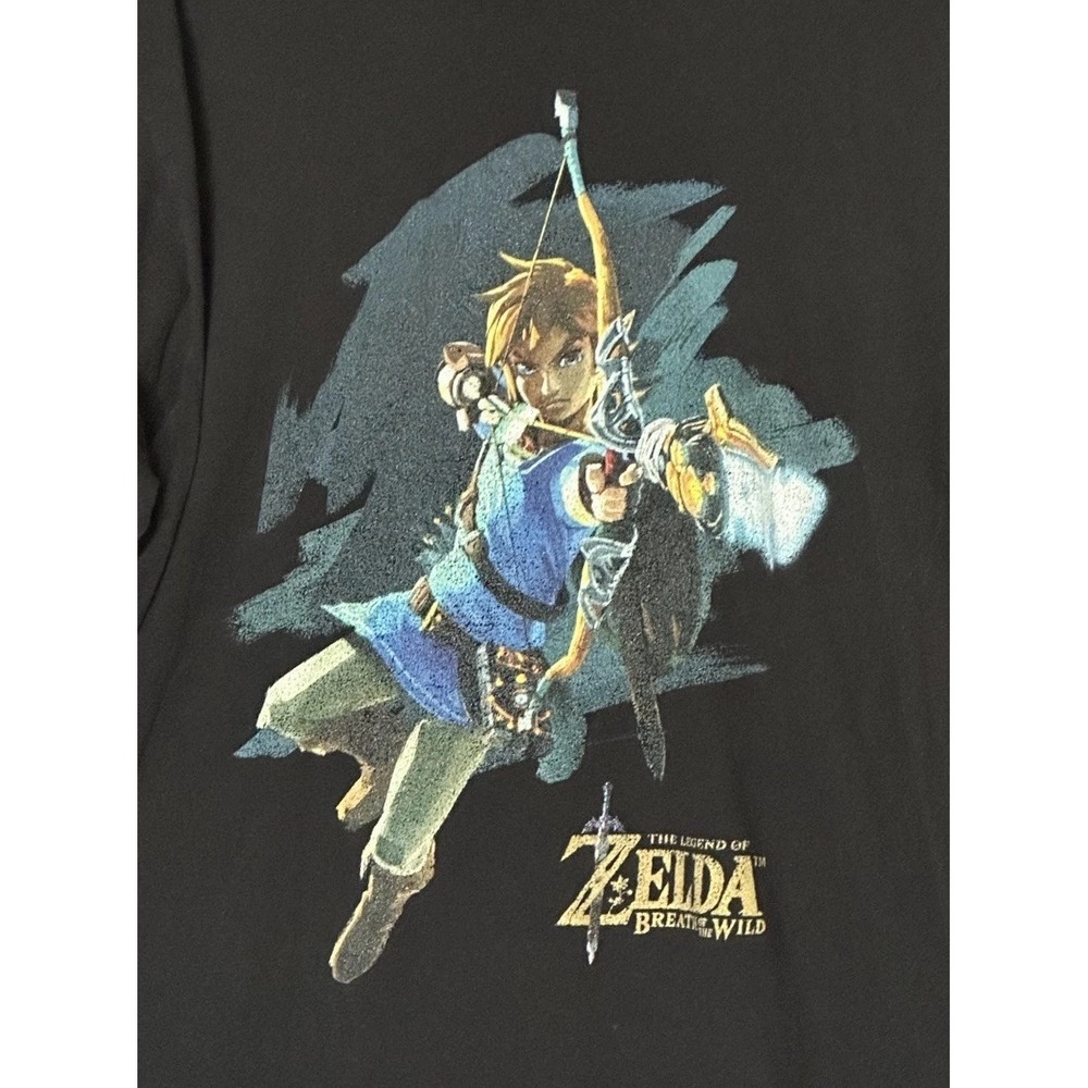 Nintendo Zelda Breath of the Wild Link Graphic T Shirt 2XL Black Gamer Tee